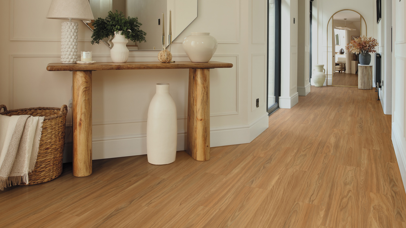 Bronze Teak lvp floors in a hallway