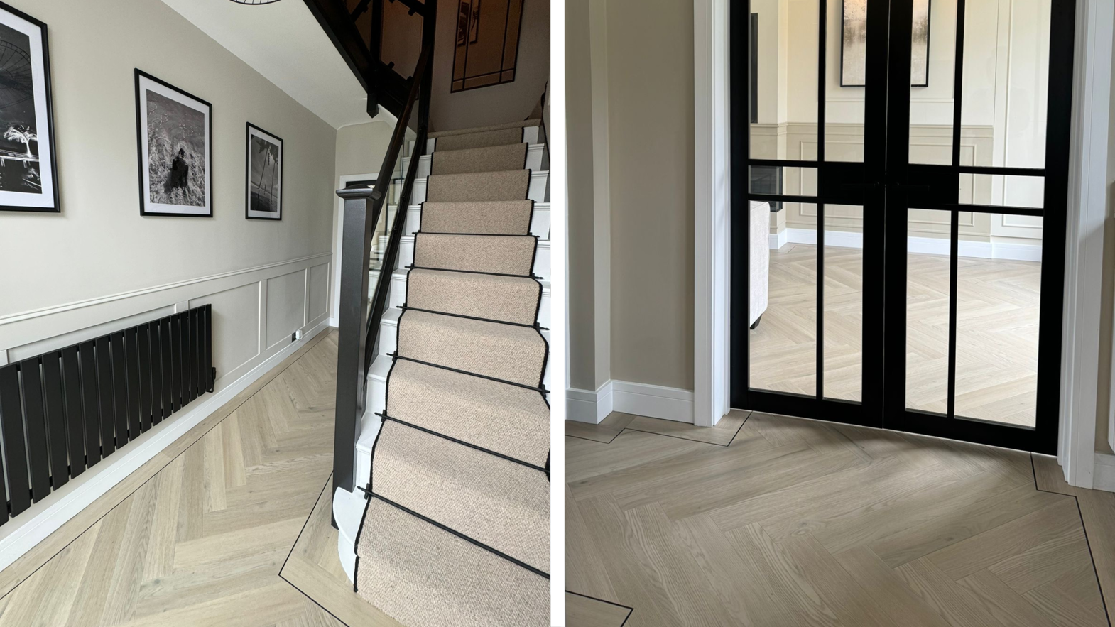 Steph Waring renovates her hallway with Basque Oak herringbone LVT flooring