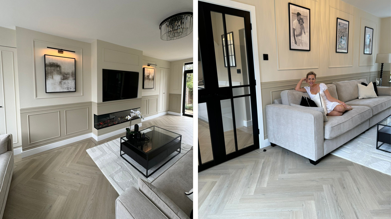 Steph Waring renovates her living room with Basque Oak herringbone LVT flooring