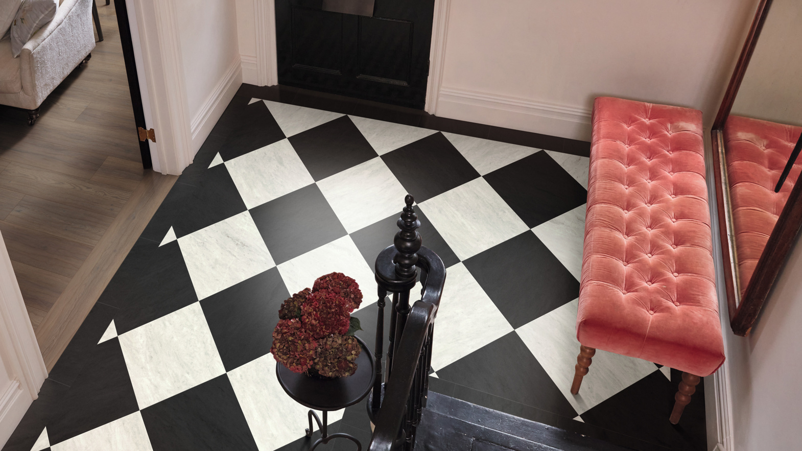 Karndean Corinthian and Doric marble stone LVT flooring in a hallway