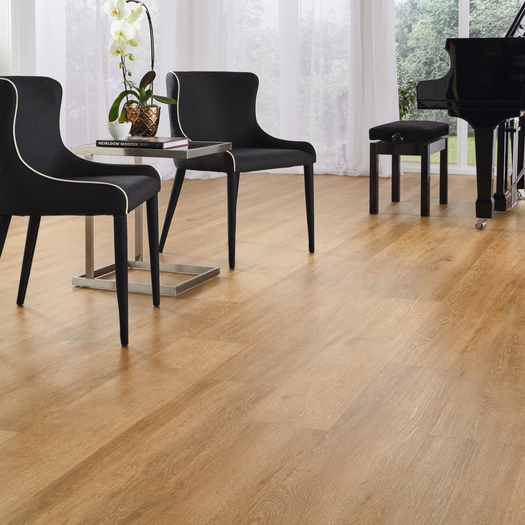 Baltic Limed Oak golden brown LVT flooring by Karndean in a living room