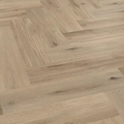 Van Gogh Canadiuan Urban Oak herringbone mid brown LVT flooring laid in an angle